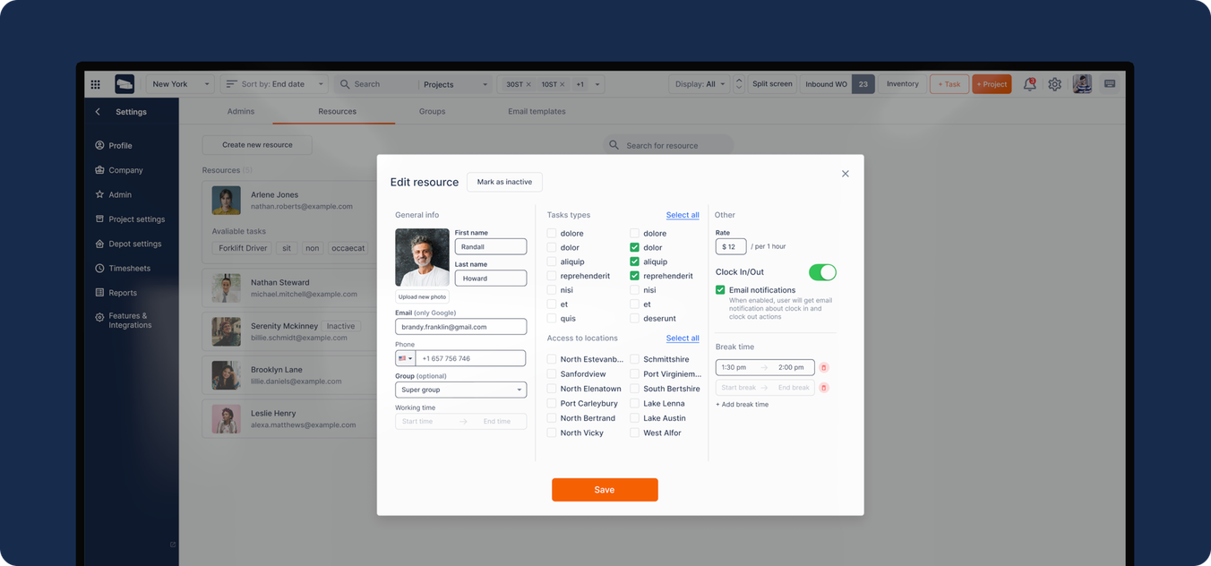 resource allocation in a production management system