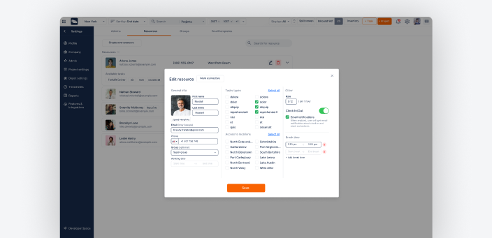 Human resource management features of Conexwest app