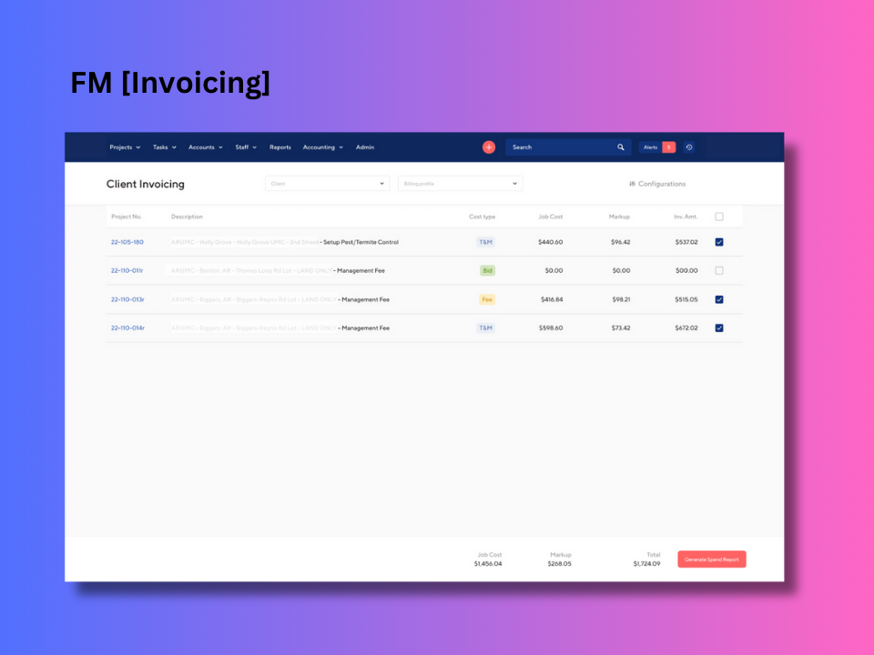Facility management invoicing