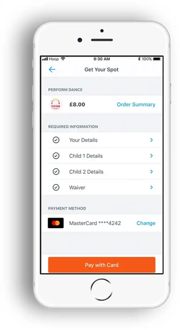 app for booking classes payment
