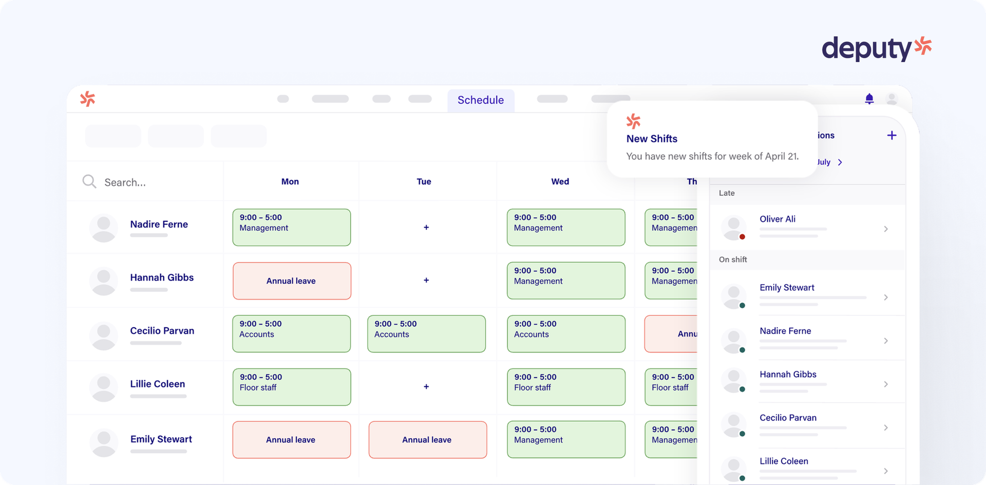 deputy healthcare scheduling software