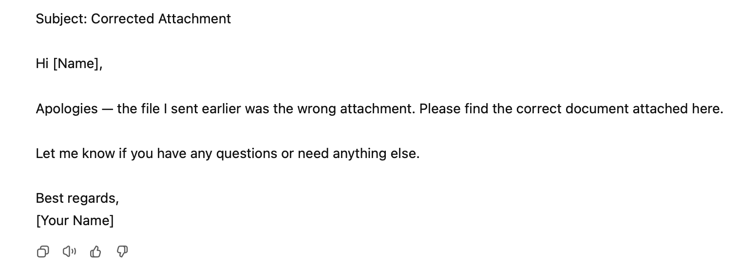 Chatgpt email writing output
