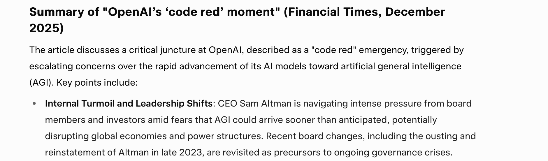 Grok output in summarization