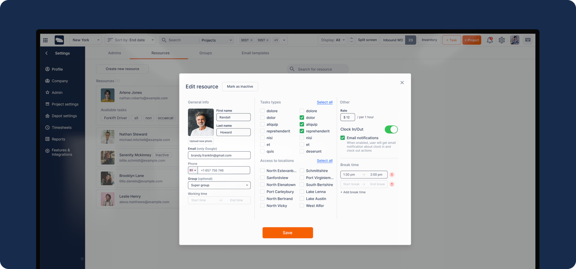 resource allocation in a production management system