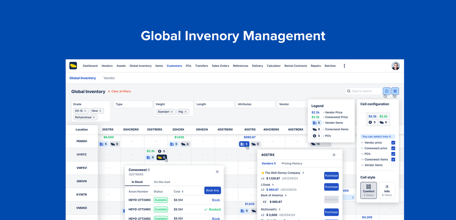 Conexwest ERP software: Global Inventory Management