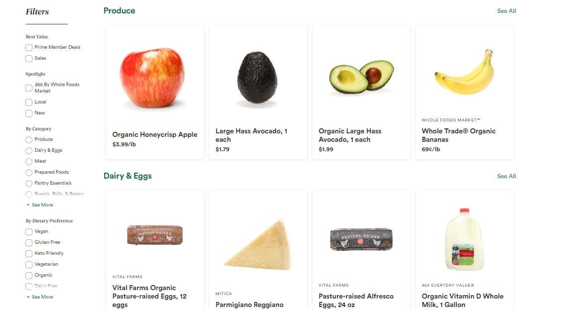 Search and filters features in food marketplace development
