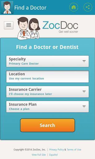 ZocDoc app: doctor booking app