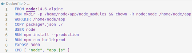 Dockerfile example with prod dependencies