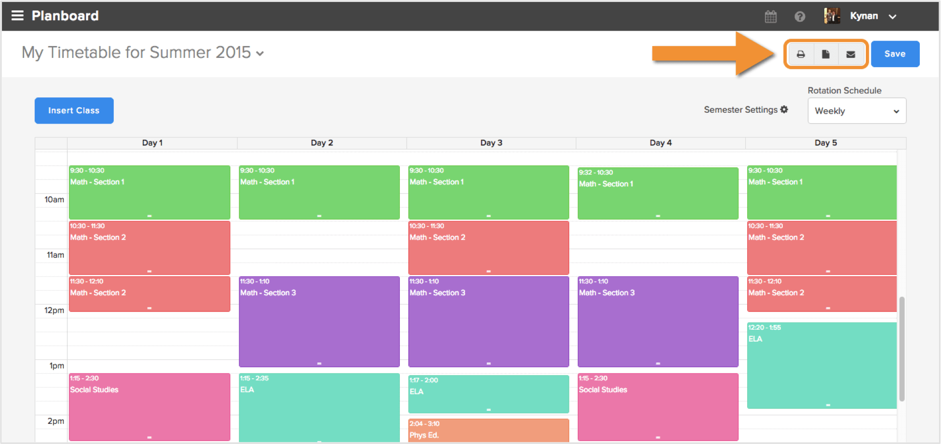 lesson planning board