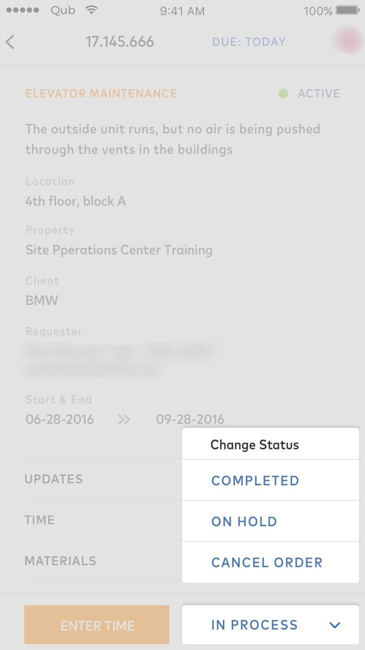 facility management app work status