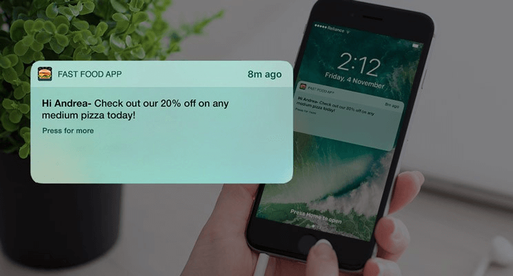 Online food app development: push notifications